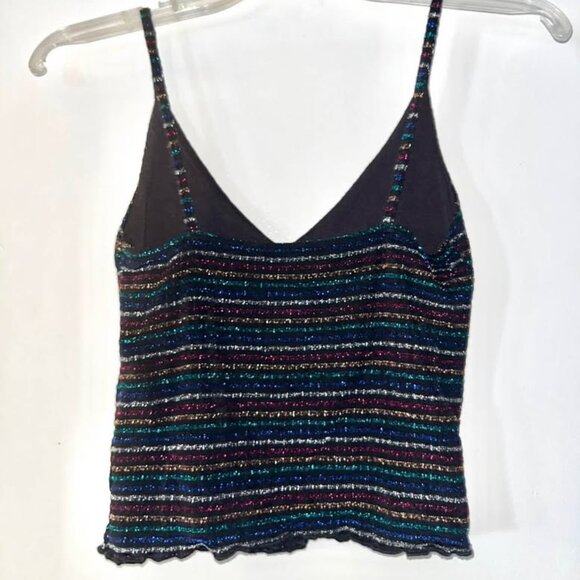 Forever 21 Sparkly Jewel Tone Striped Cropped Cami, Small - Picture 2 of 8